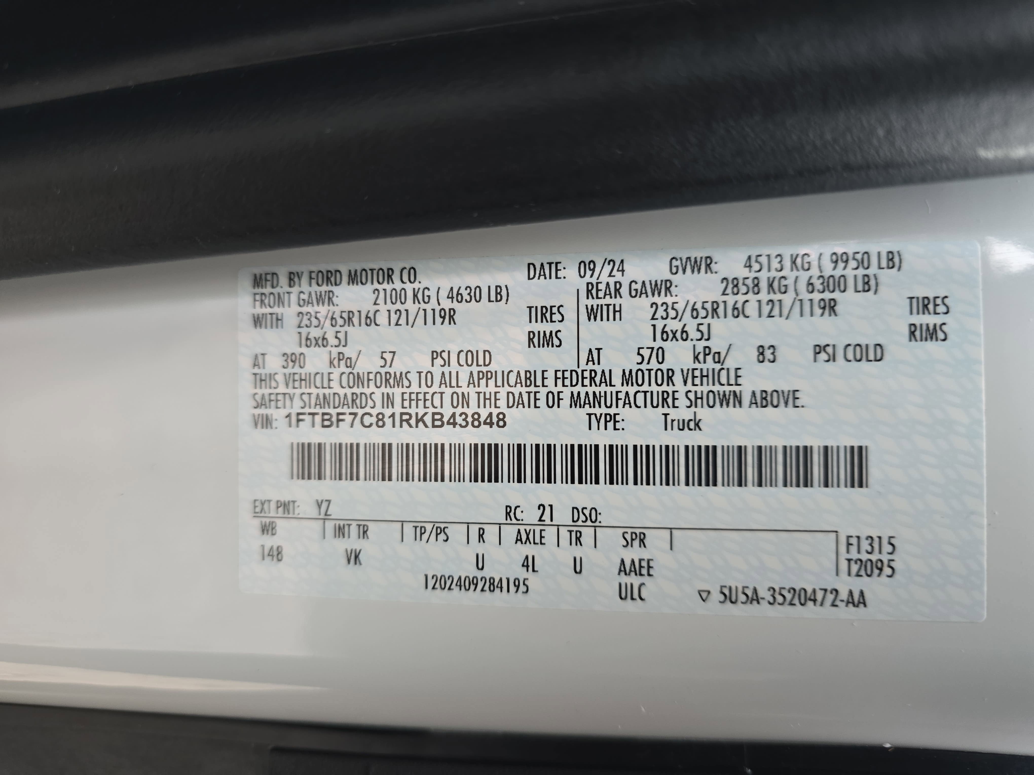 2024 Ford Transit Cargo Van NA