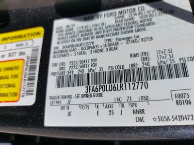 2020 Ford Fusion Hybrid SE