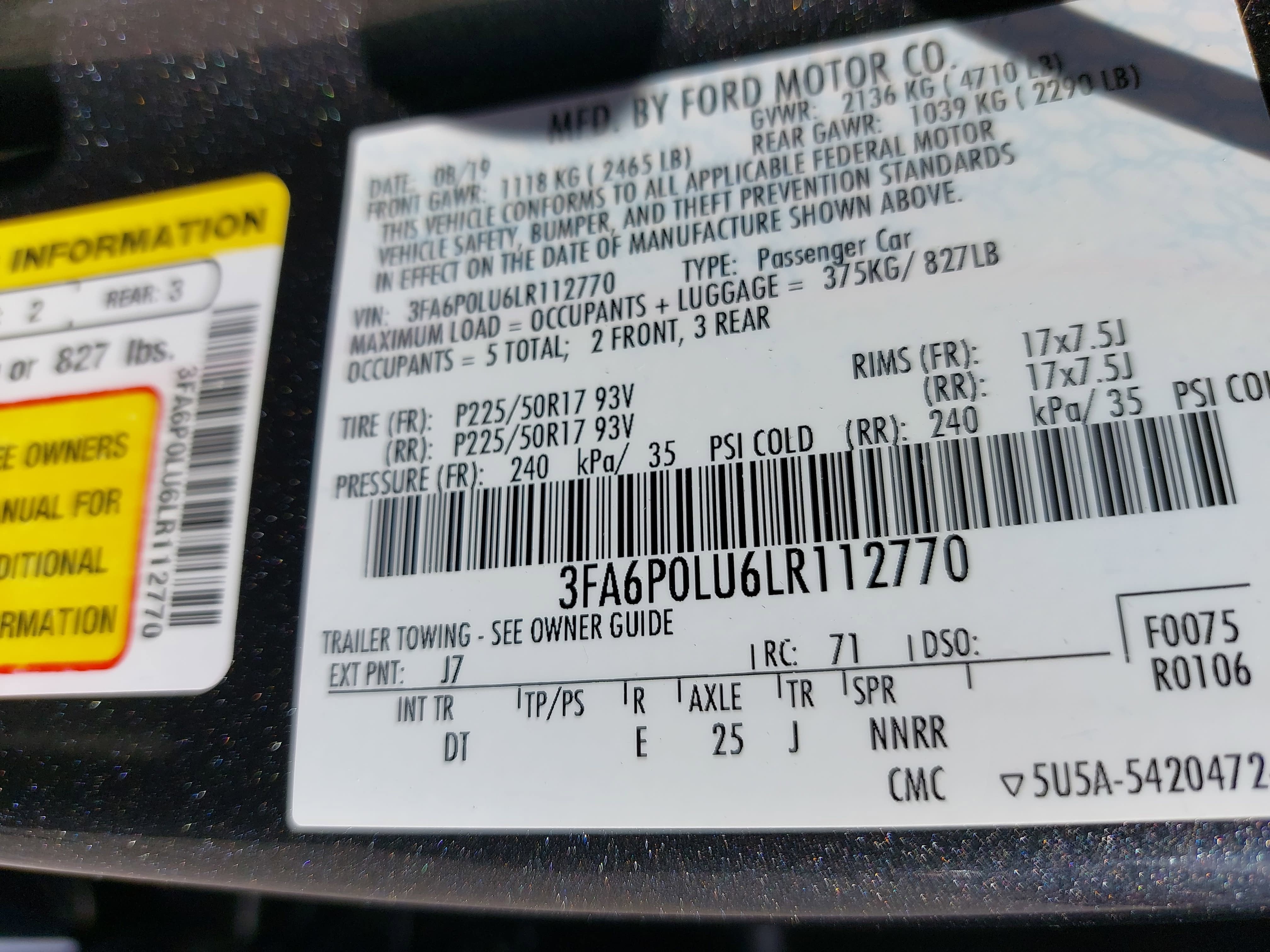 2020 Ford Fusion Hybrid SE