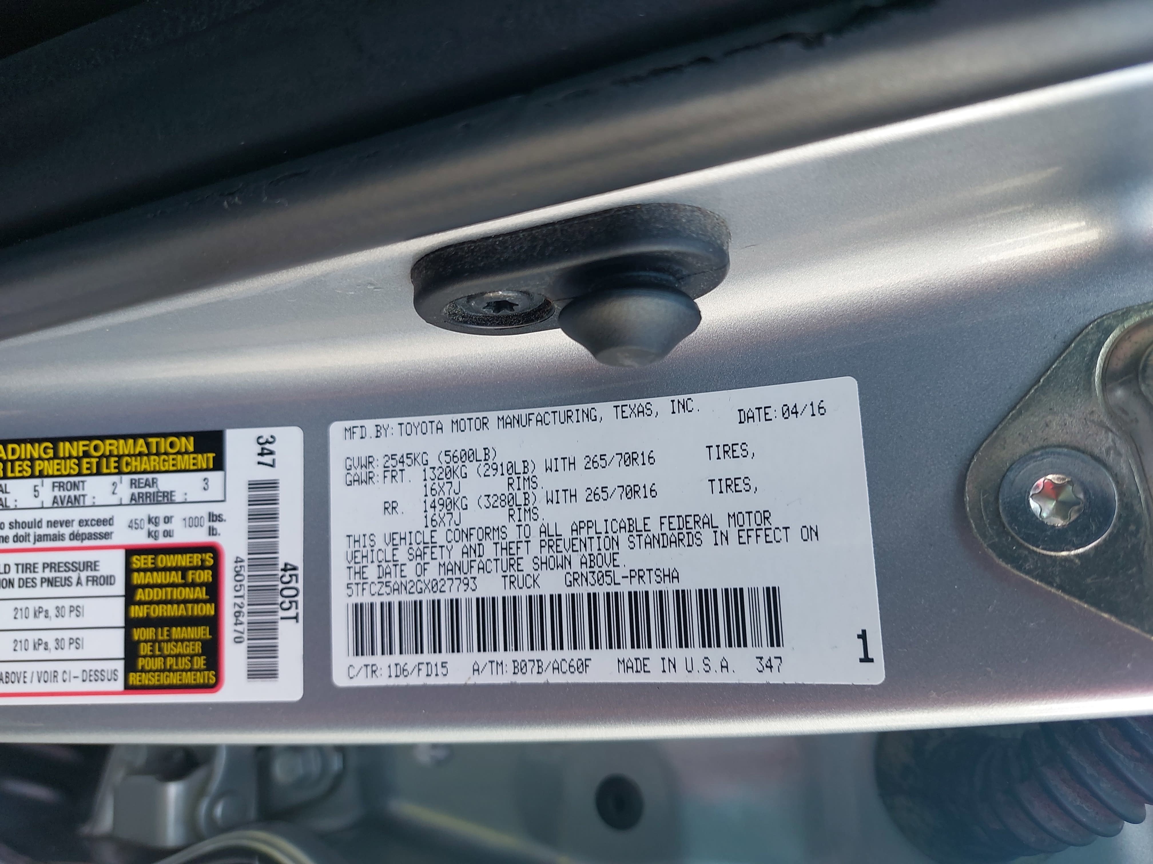 2016 Toyota Tacoma SR