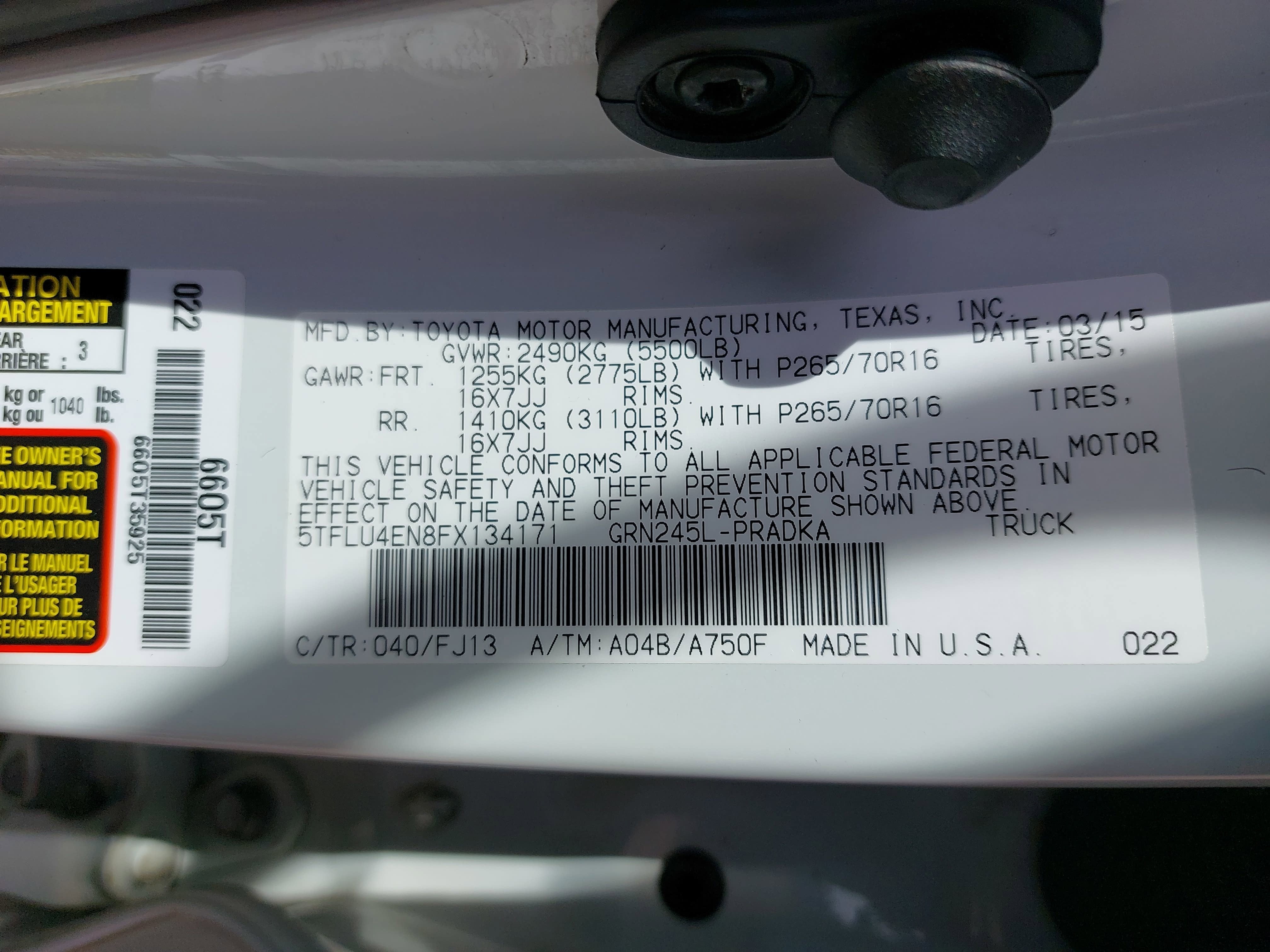 2015 Toyota Tacoma BASE