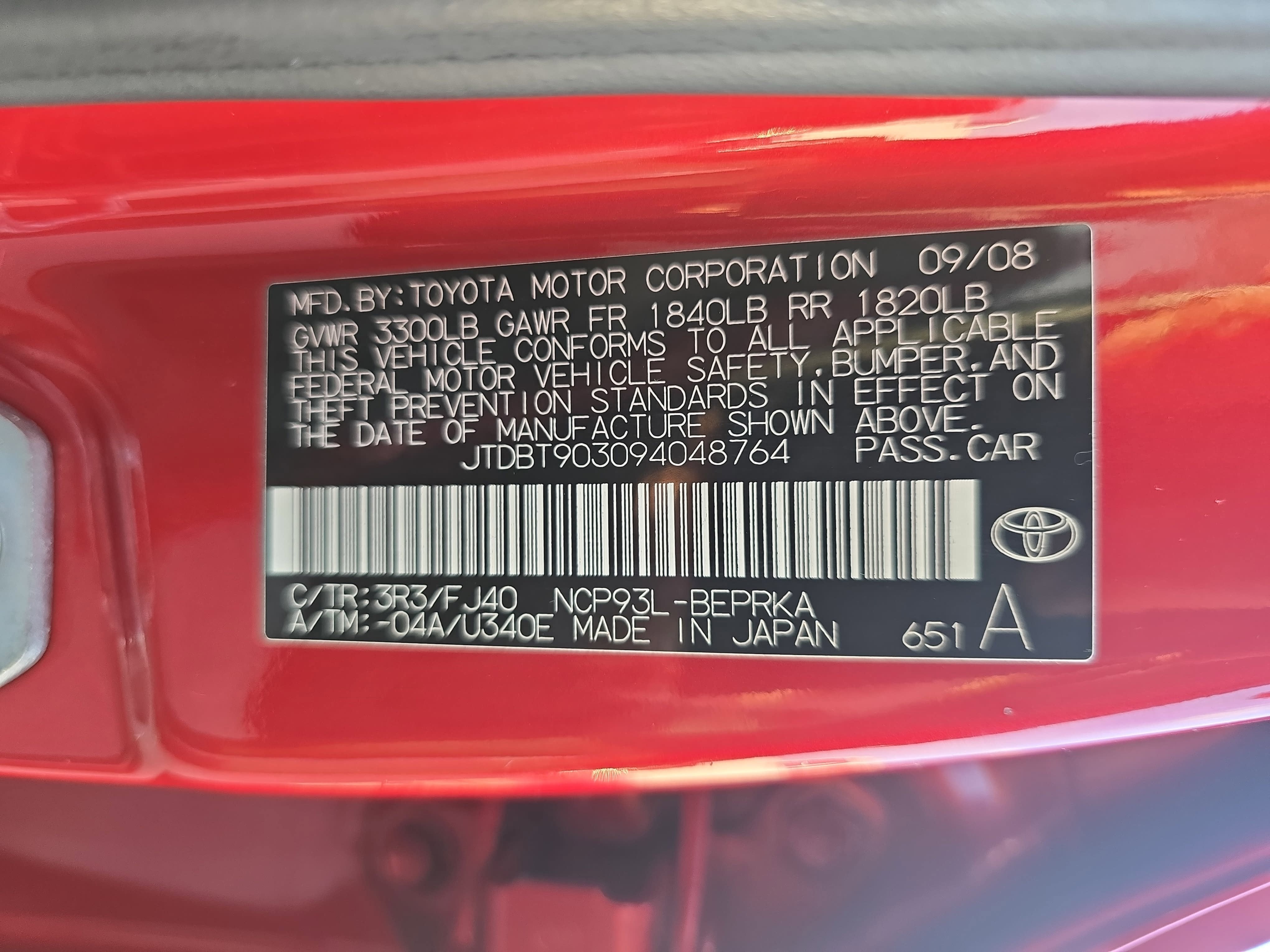 2009 Toyota Yaris NA