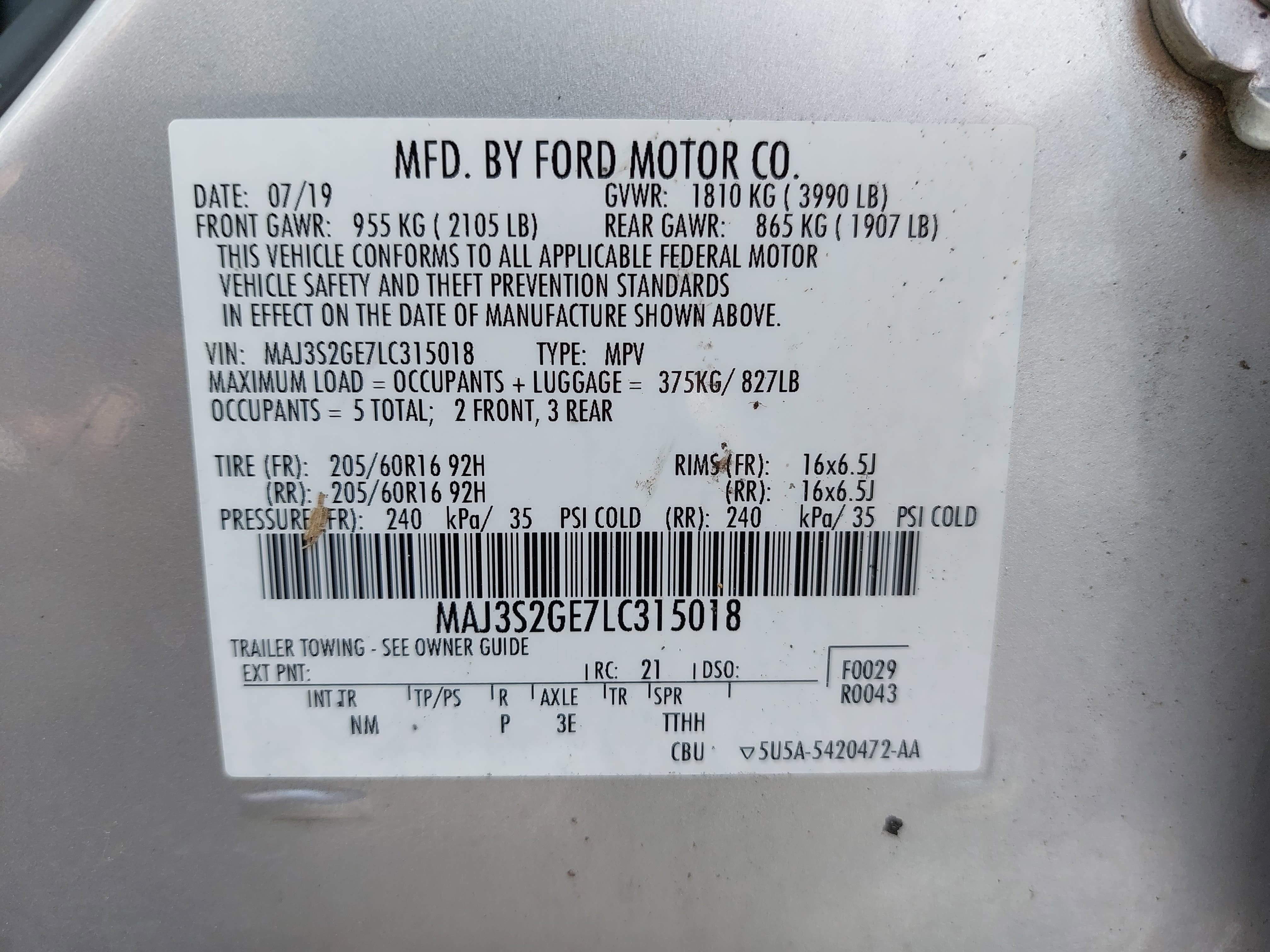 2020 Ford EcoSport SE