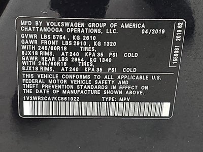 2019 Volkswagen Atlas 3.6L V6 SE w/Technology