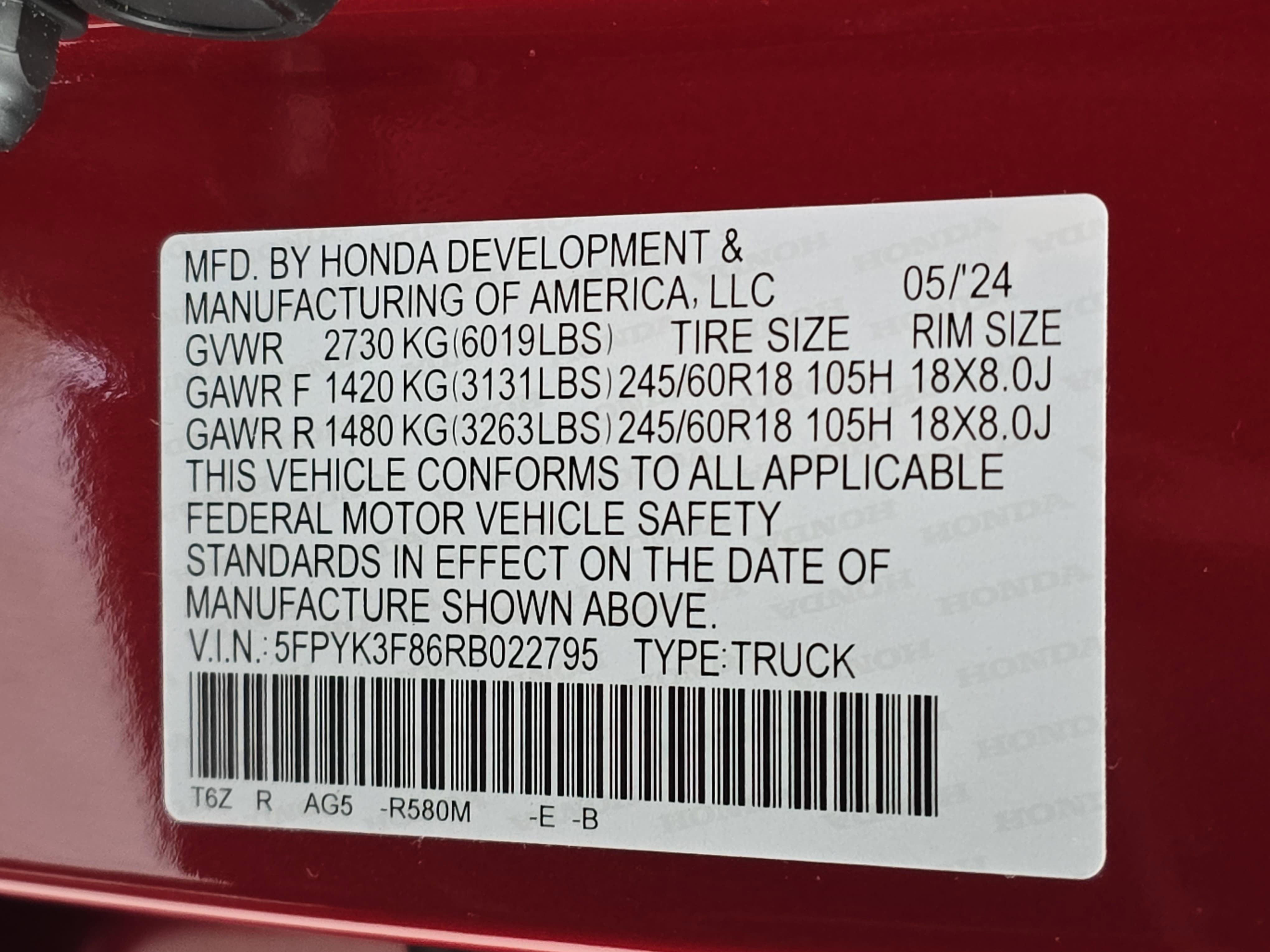 2024 Honda Ridgeline Black Edition