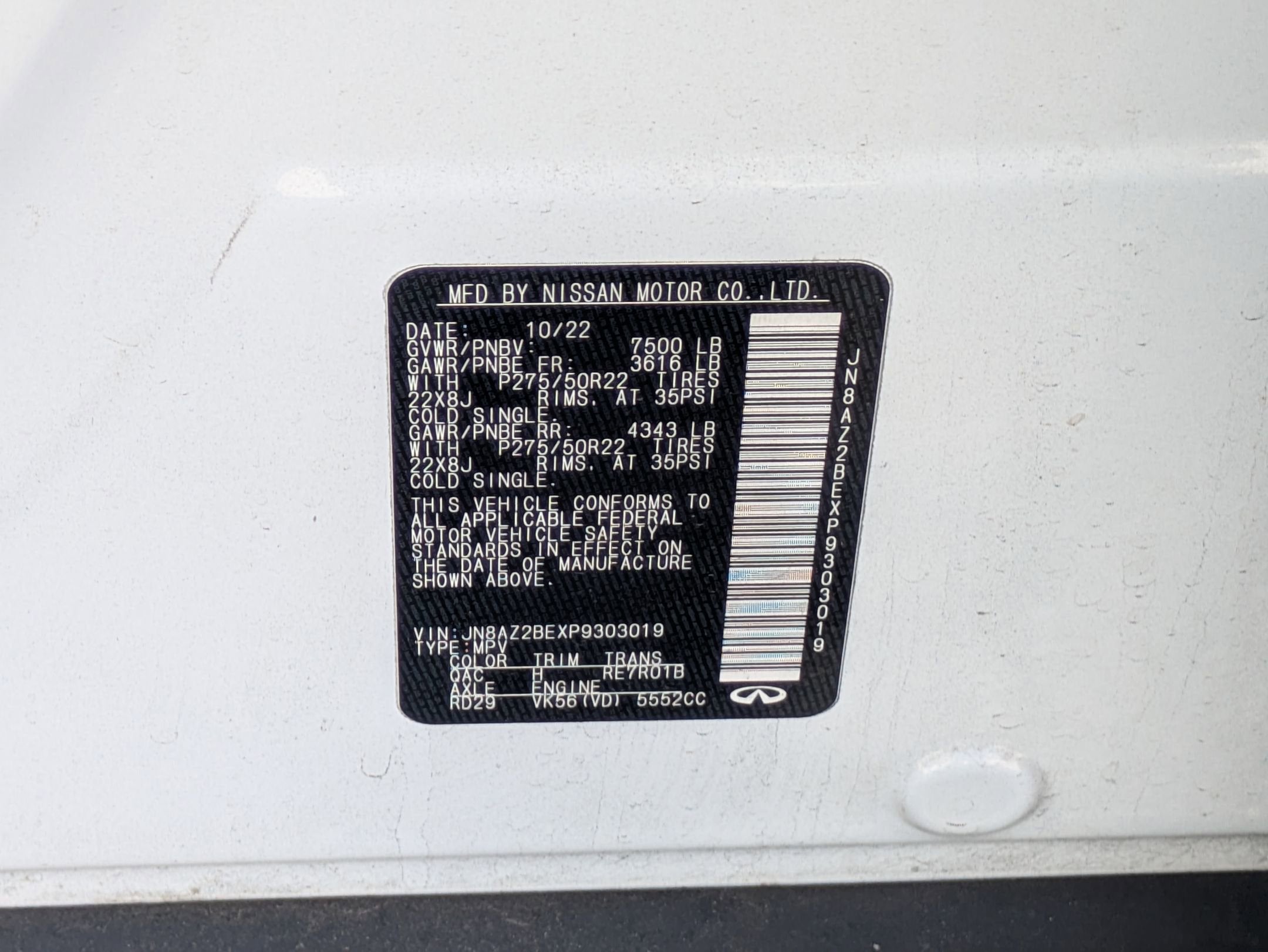 2023 INFINITI QX80 SENSORY