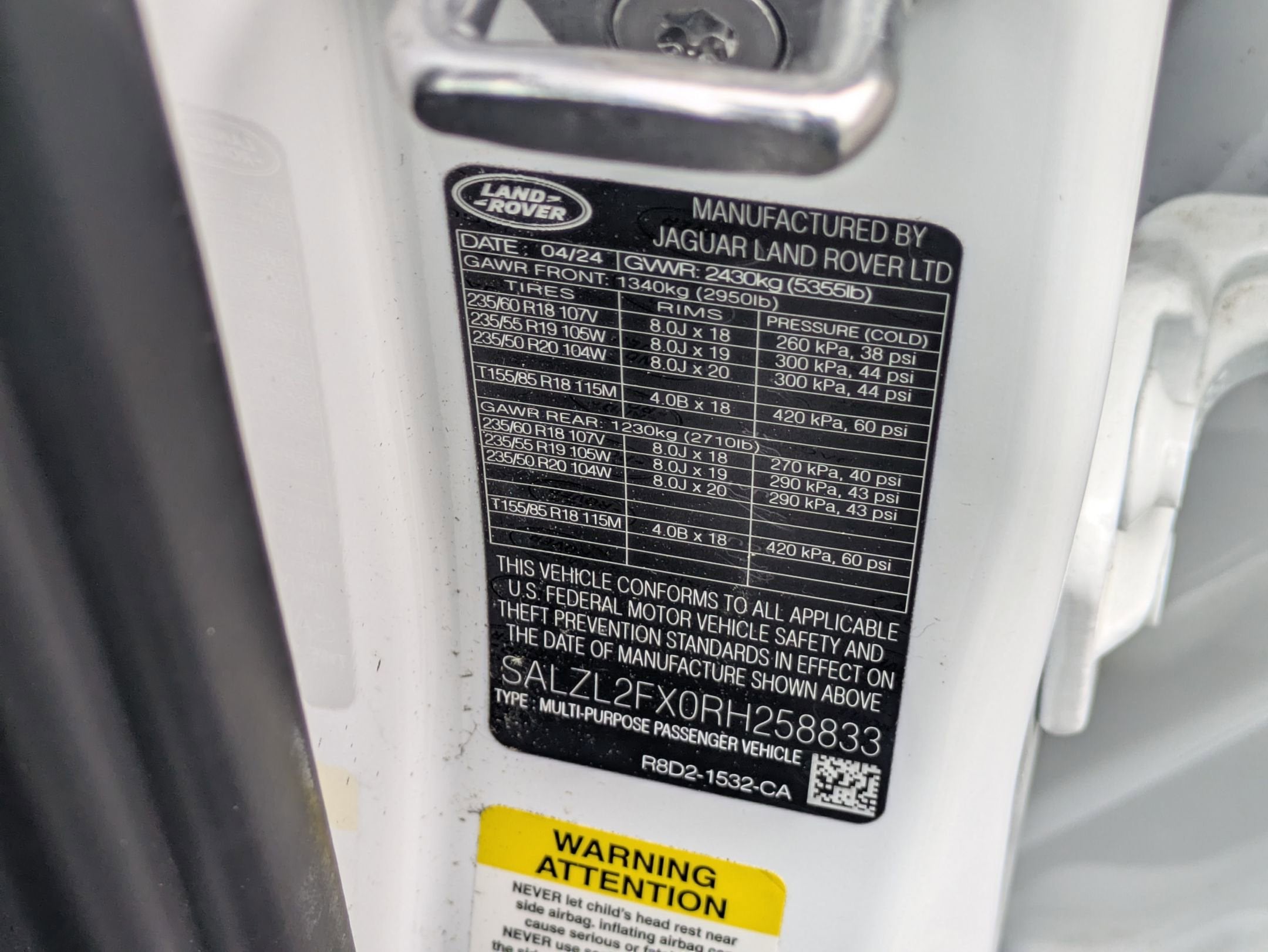 2024 Land Rover Range Rover Evoque Dynamic SE