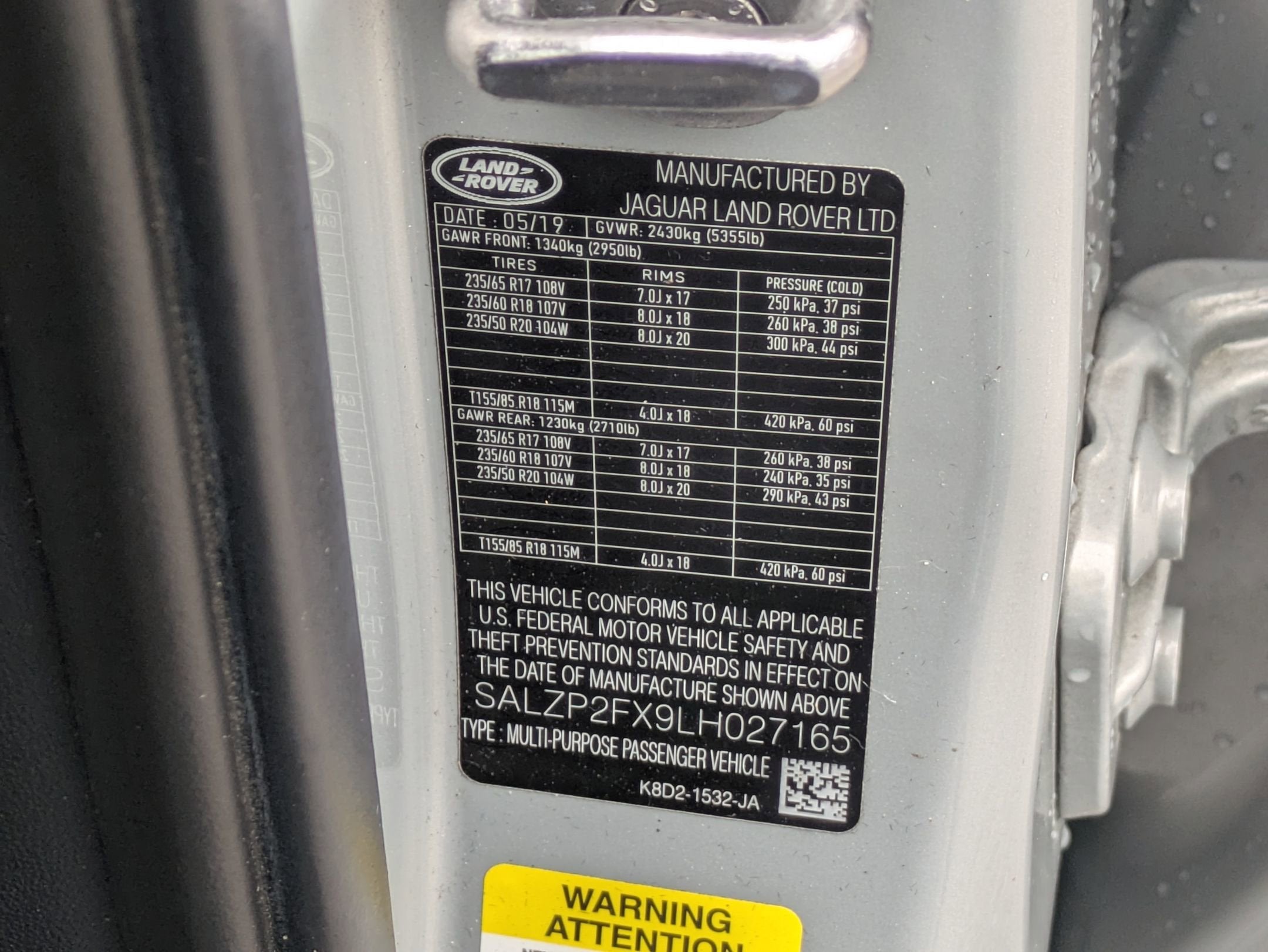 2020 Land Rover Range Rover Evoque SE