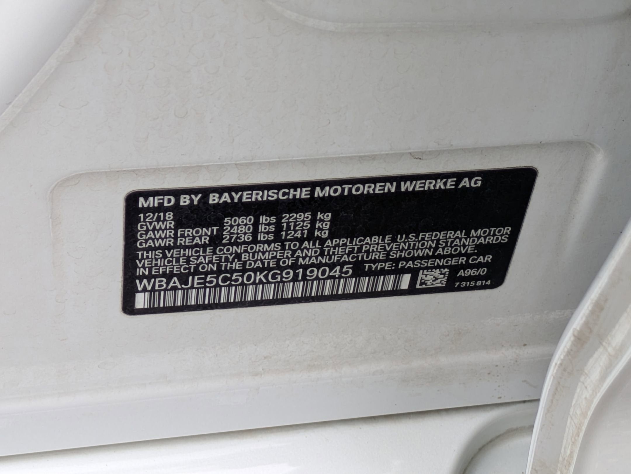 2019 BMW 5 Series 540i