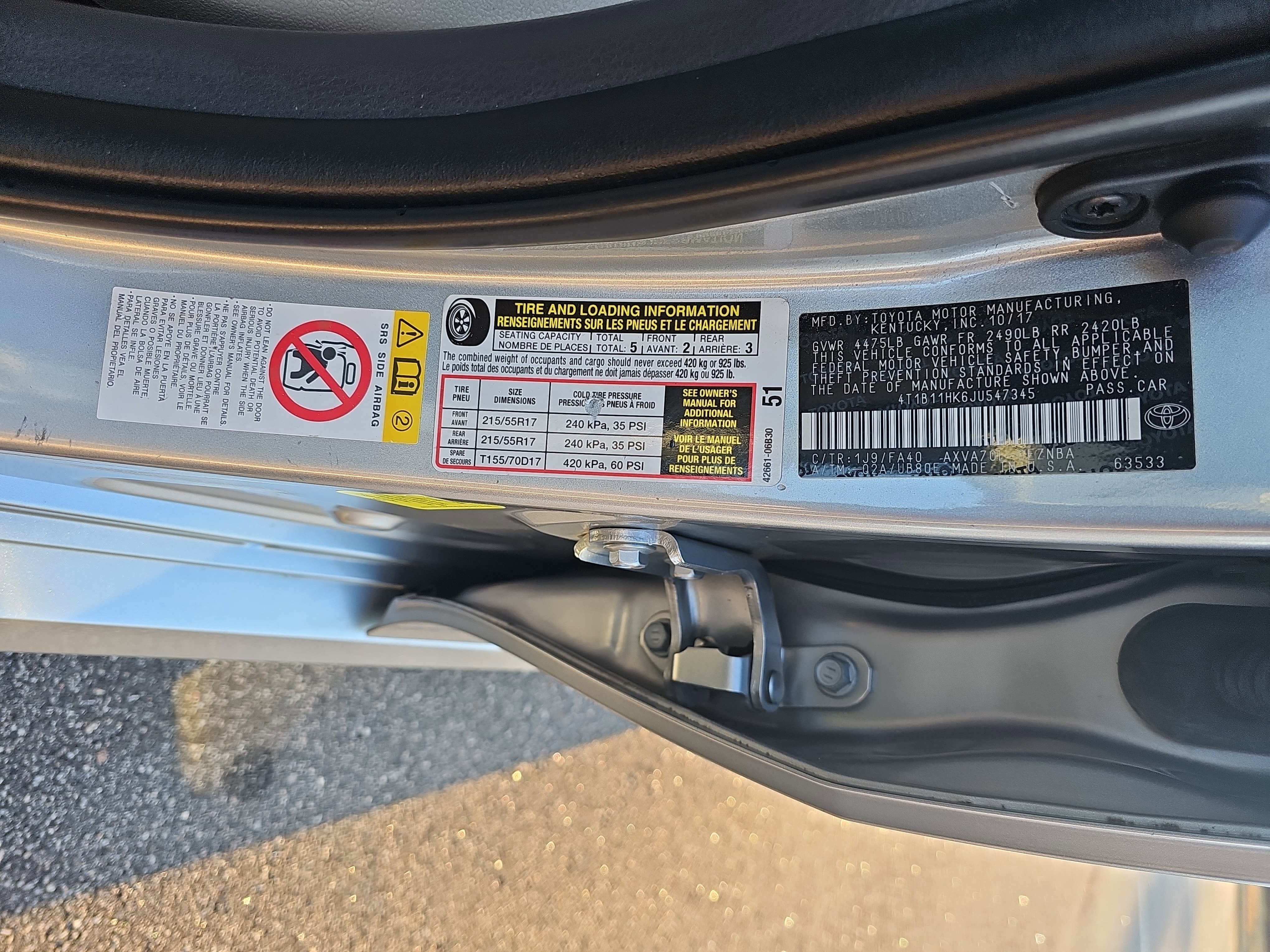 2018 Toyota Camry LE Auto