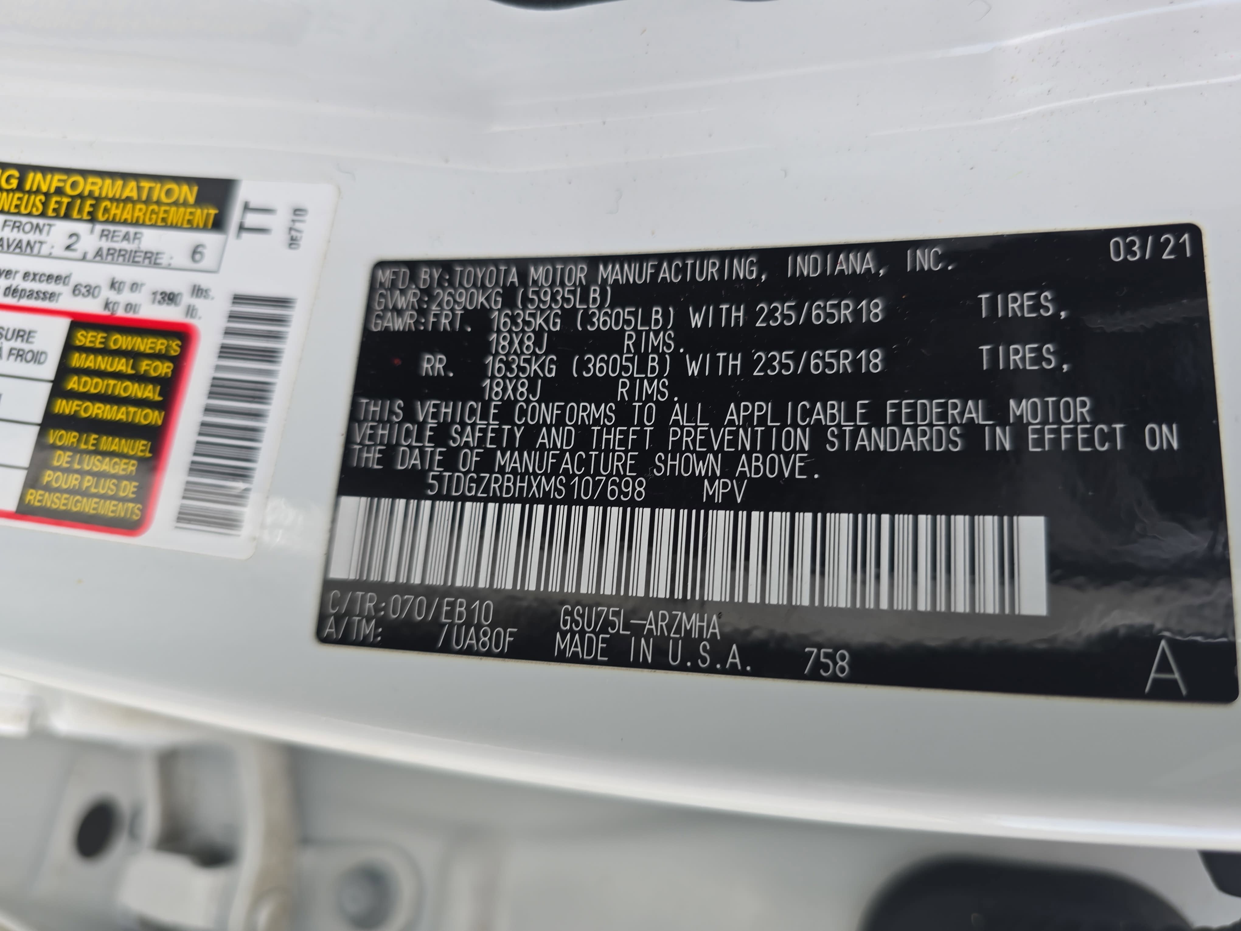 2021 Toyota Highlander XLE AWD